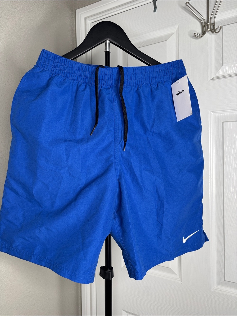 Nike Blue Drawstring Athletic Shorts with Swoosh